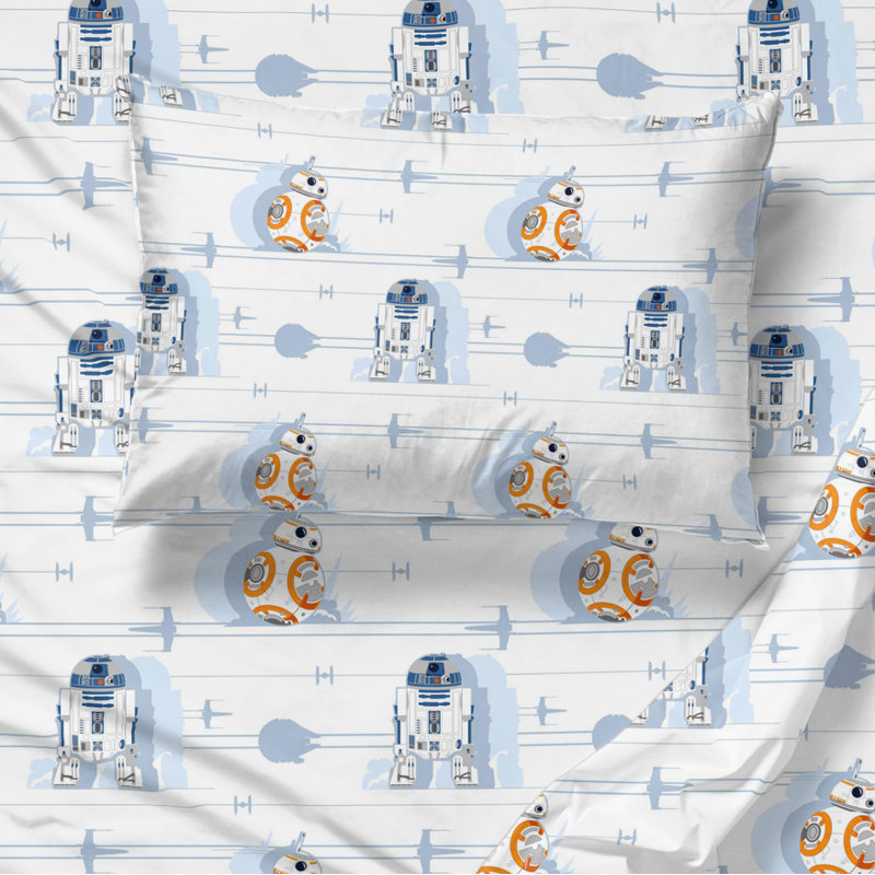 Saturday Park Star Wars Droids 100% Organic Cotton Sheet Set, Twin Sheet Set with 1 Pillowcase