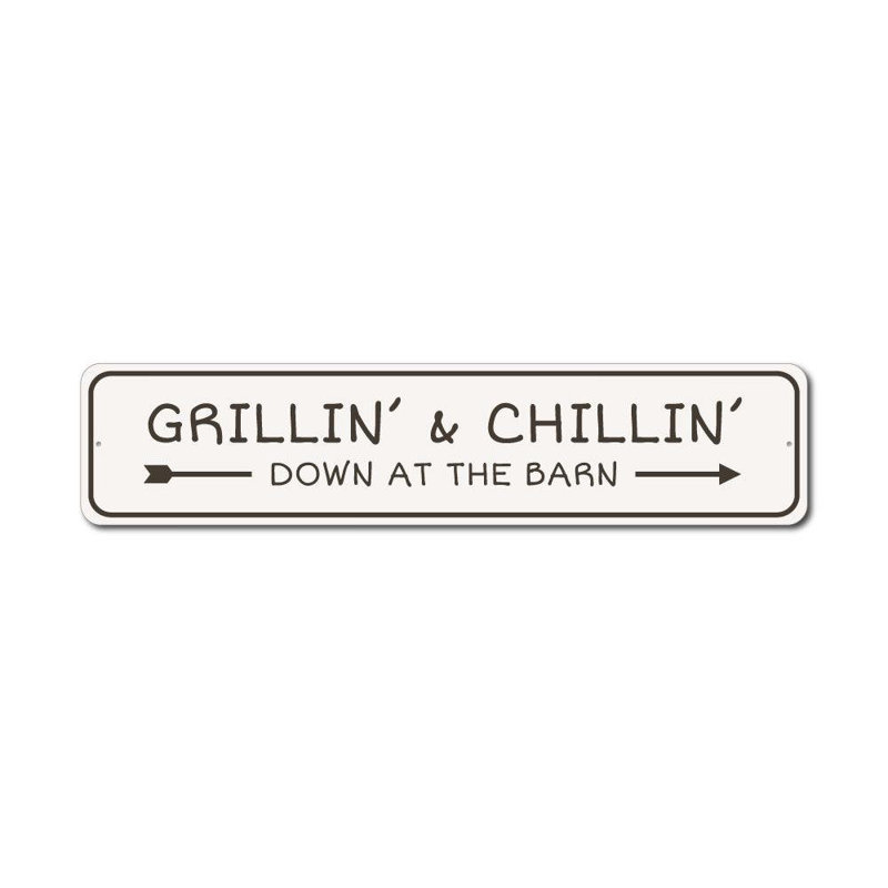 Enseigne gril et barre en aluminium Chillin, H 4 po x l 18 po x P 0,04 po