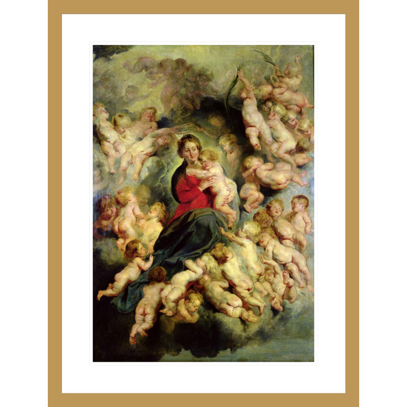 La Vierge à l'enfant entourée des saints Innocents ou La Vierge aux anges par Peter Paul Rubens, impression giclée encadrée