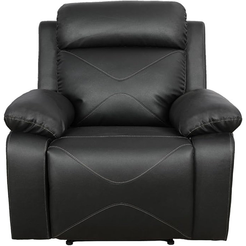 Evany 40.5"Faux Leather Recliner, Black
