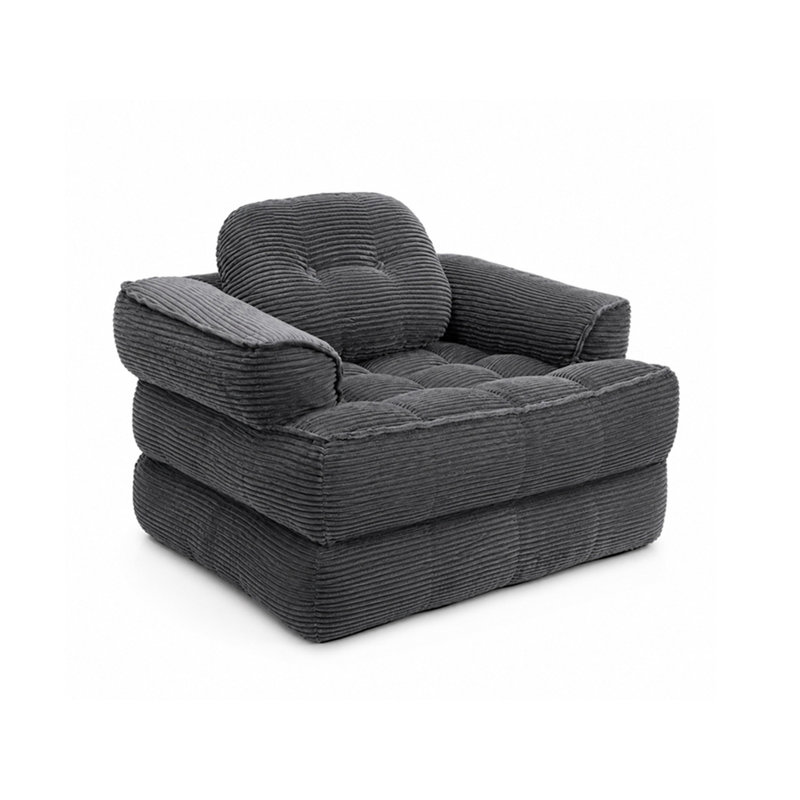 Fauteuil convertible Boneless, Velours côtelé gris foncé