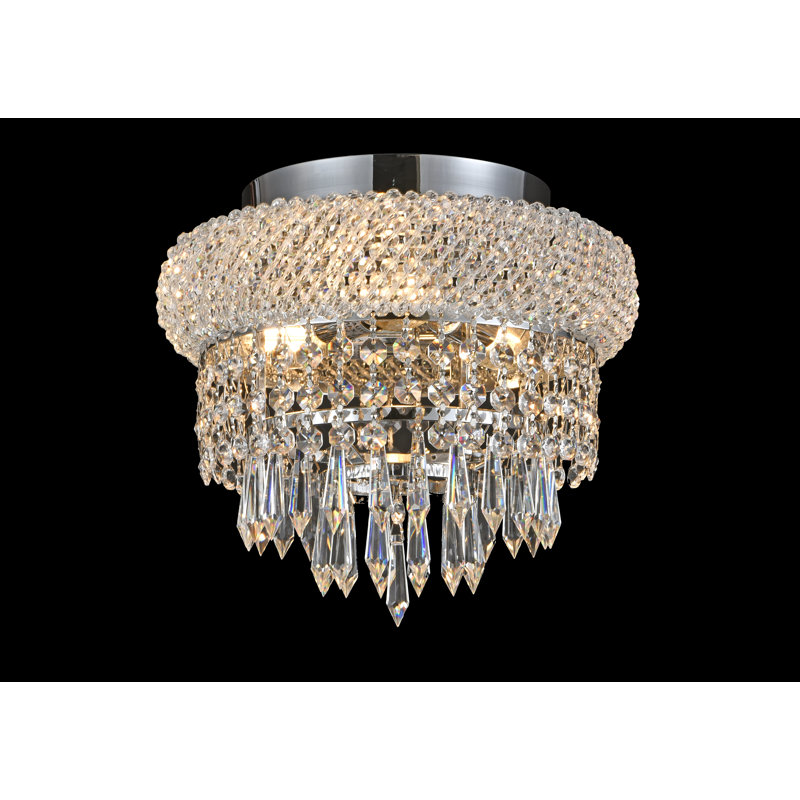 B&S Lighting Inc Chandeliers Bagel Crystal Flush Mount Chandelier 12"Wx 6"H 4 Lights, Chrome