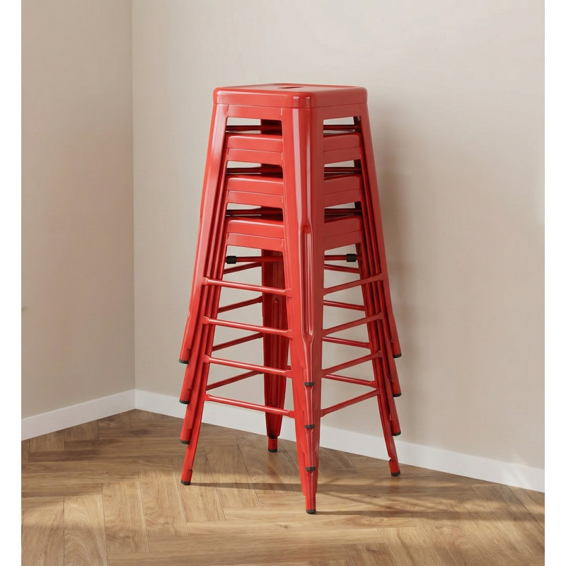 Counter Stool with Metal Frame, Red