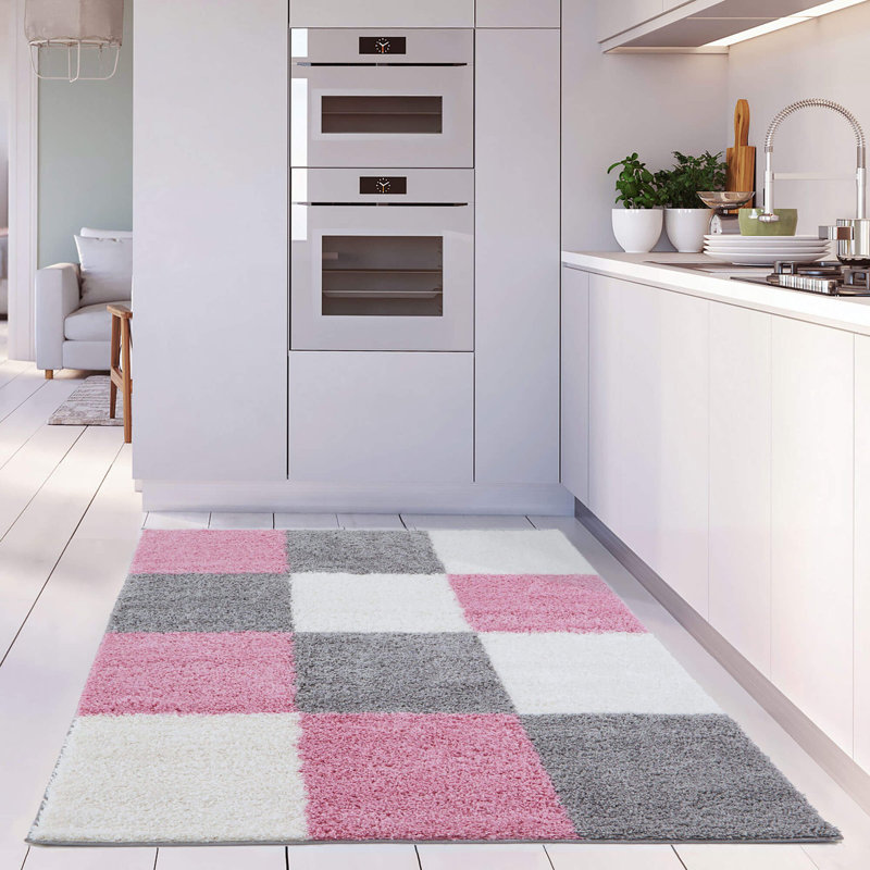 Myshaggy Collection Rugs Geometric Design in Pink, Rectangle 140 x 200cm
