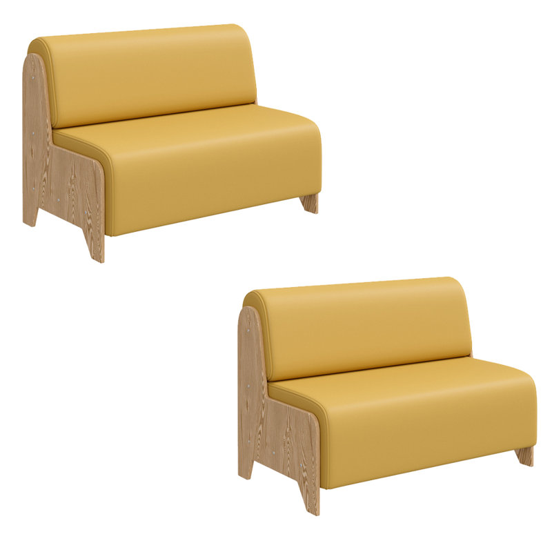 Light Luxury Minimalist Cafe Bench Faux Leather Upholstered Bench, Yellow