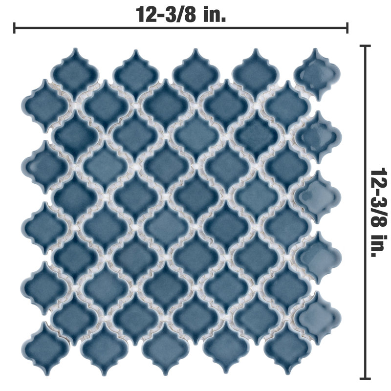Hudson Tangier 2" x 2" Porcelain Arabesque Mosaic Wall & Floor Tile, Storm Gray