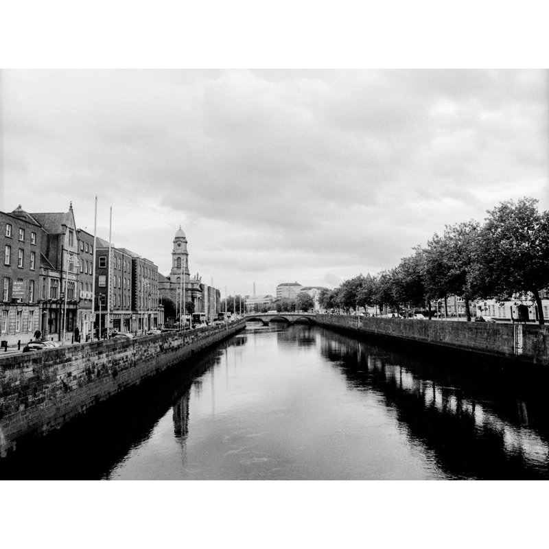River Liffey Dublin Print by Scott Wurzel, Black Framed Canvas, 25" H x 33" W 
