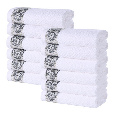 Ketija Medallion Cotton Jacquard Textured Soft Face Towels/ Washcloths