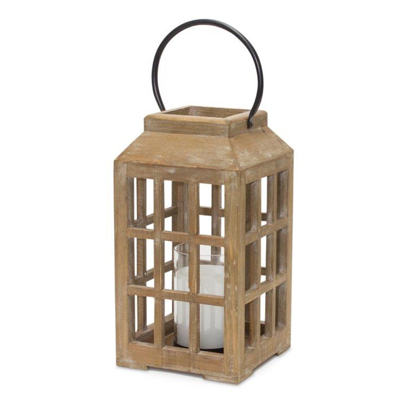 Lanterne en bois 12,5 po, H 12,5 po x l 6,75 po x P 6,75 po