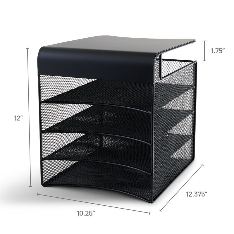 Onyx Mesh Solid Top Horizontal Hanging Paper Tray