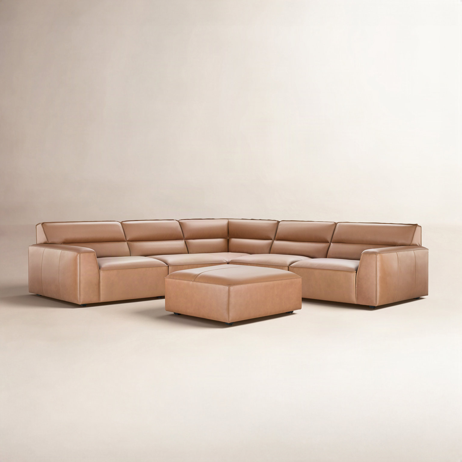 Jenn Top Grain Leather Modular Sectional