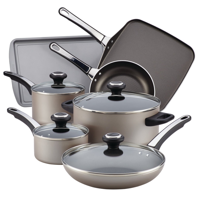 High Performance Cookware Pots and Pans Set, 17 Piece, Champagne