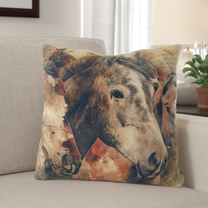 Coussin en chevaux , Microsuède, Extérieur