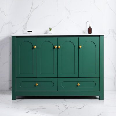 48"  Bathroom Vanity With Ceramic Sink Combo Ceramic with Drawer,door,Bathroom Storage Cabinet