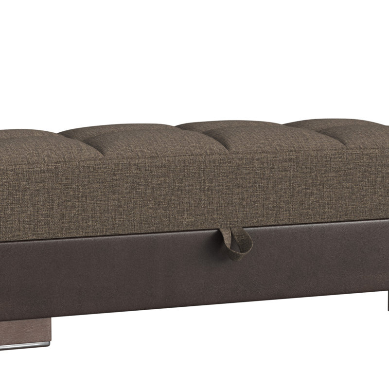 Repose-pieds en polyuréthane avec rangement Primenest Skyhaven, Marron clair
