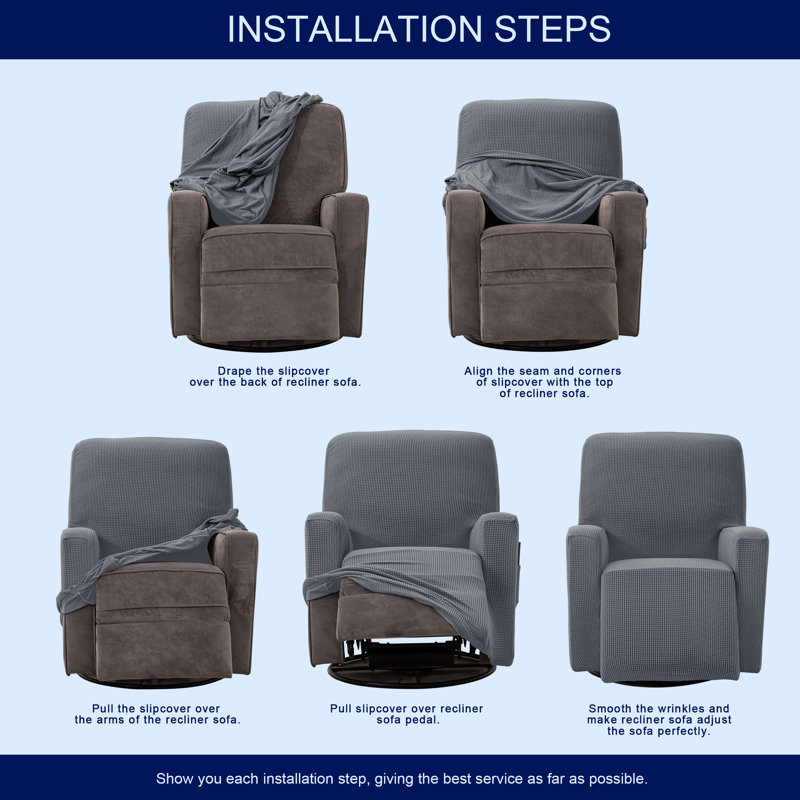 Housse pour fauteuil inclinable à coussins carrés / rectangulaires Avayah, Mélange de polyester gris clair