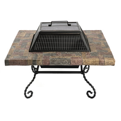 Thorhild Square Polyresin Smokeless Fire Pit with Lid