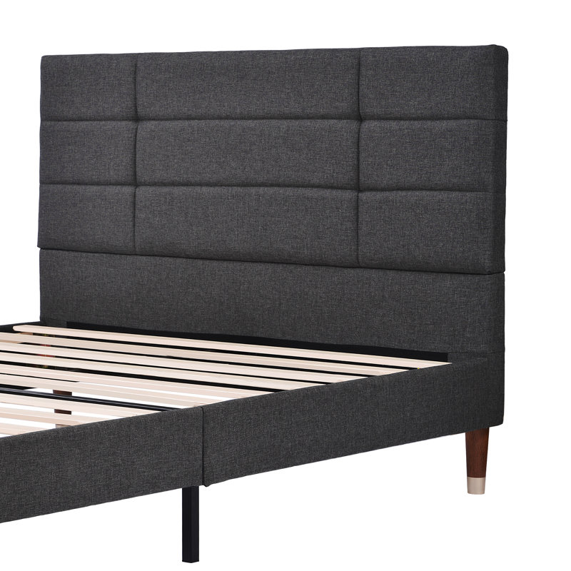 Nakasi Upholstered Bed, European Double (140 x 200cm), Grey
