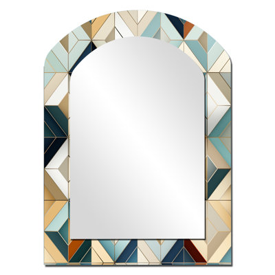 Antique Beige Vintage Tiles - Teal Arch Wall Mirror Decor