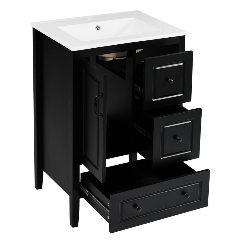 Meuble-lavabo de salle de bain avec lavabo, Noir