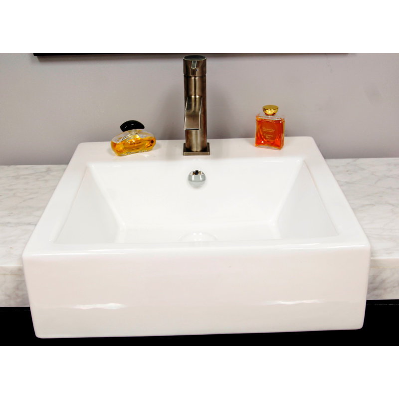 Black Oak Single Freestanding Vanity with White Marble Top