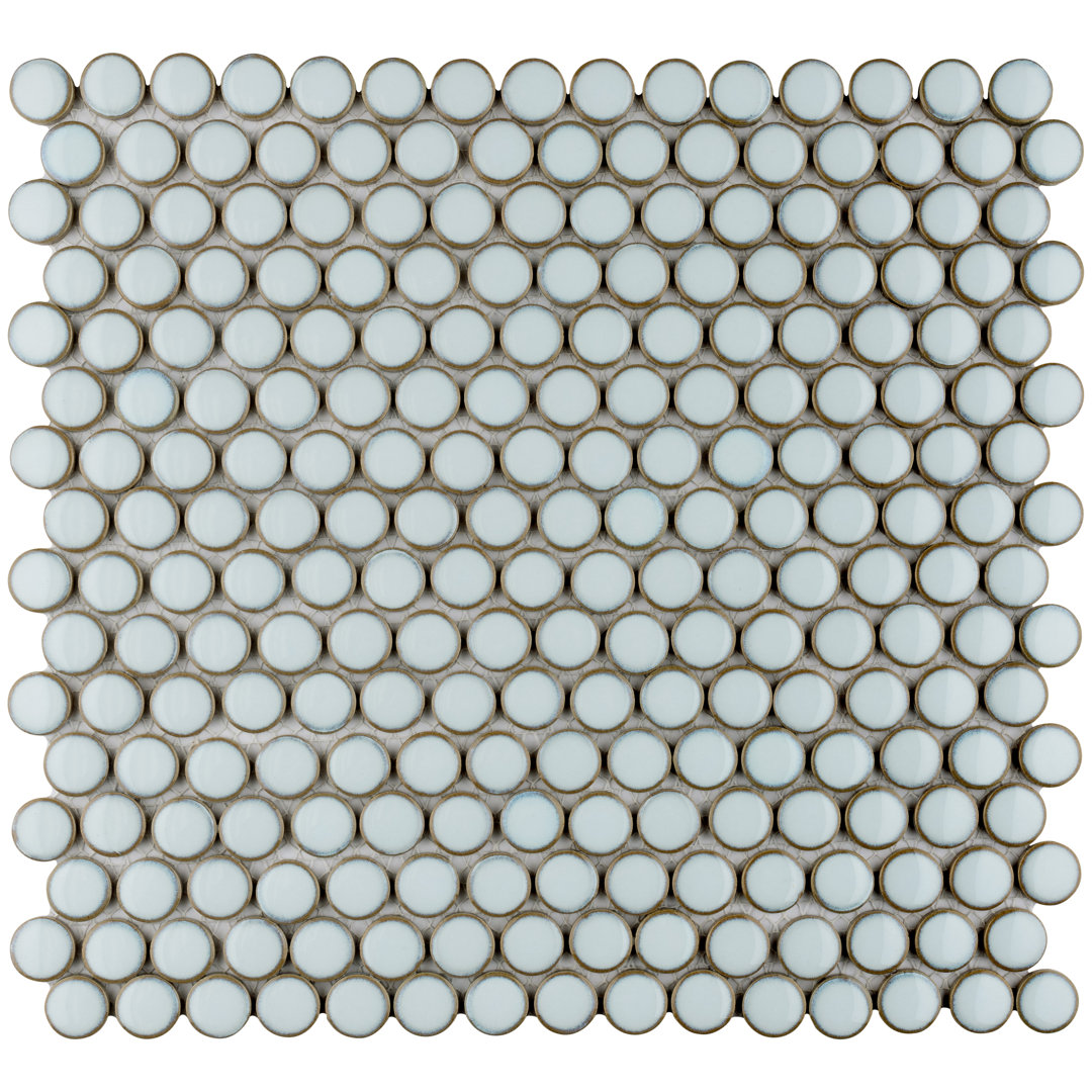 Hudson Penny Round 11-7/8 " x 12-5/8 " Porcelain Mosaic Floor & Wall Tile Merola Tile 