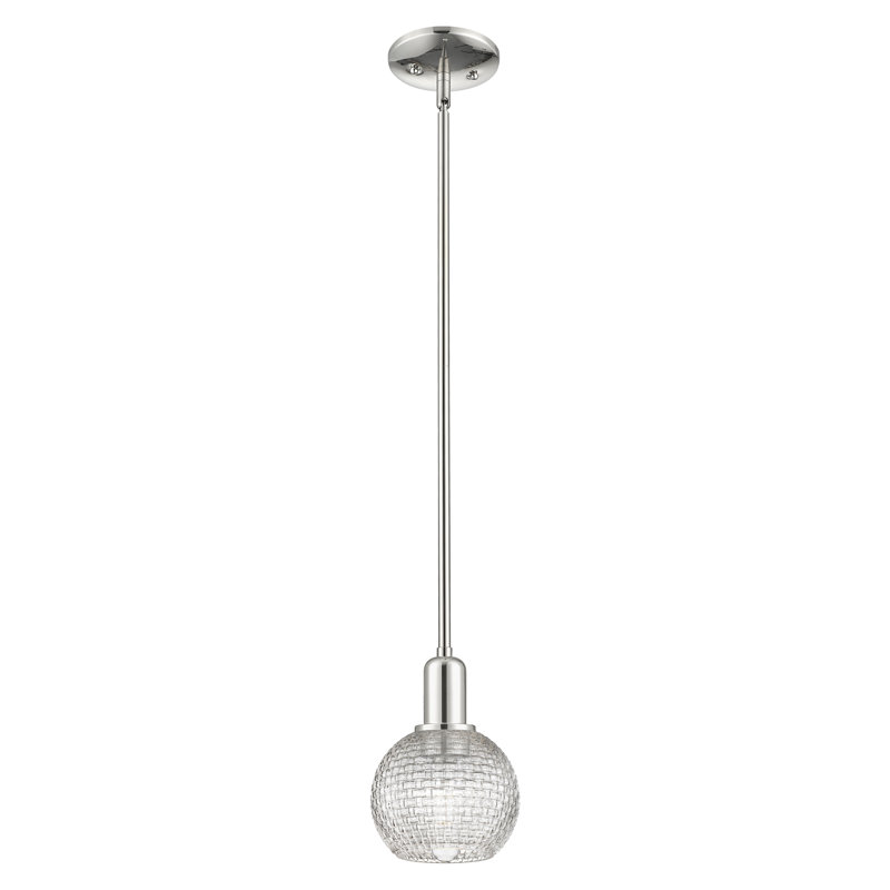 Arcadia - Shackleford - Mini-luminaire suspendu 1 lumière, H 5,13 po x l 5,88 po x P 5,88 po, Nickel poli