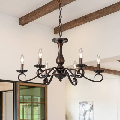 Traditional Farmhouse 6 - Light Candle Classic Chandelier