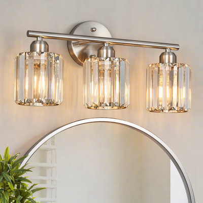 Kyneisha Modern 3 Light Crystal Vanity Light, Vertical Bathroom Light Fixture Over Mirror for Dressing Table Sink, Compatible with Dimmable Bulbs (Bulbs Not Included)