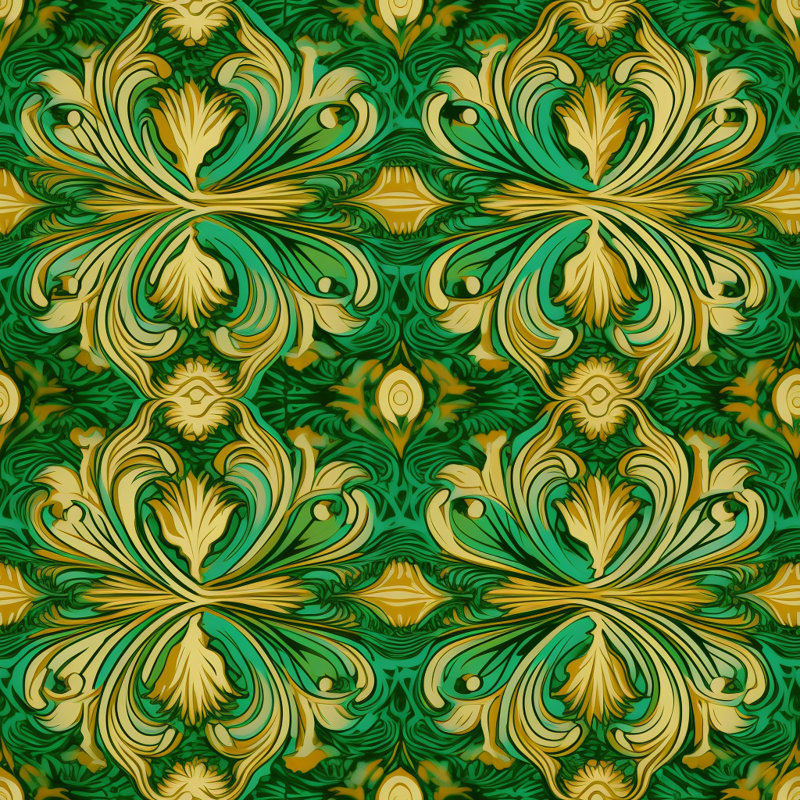 Polyester Comforter, Gold/Green Damask, King Comforter