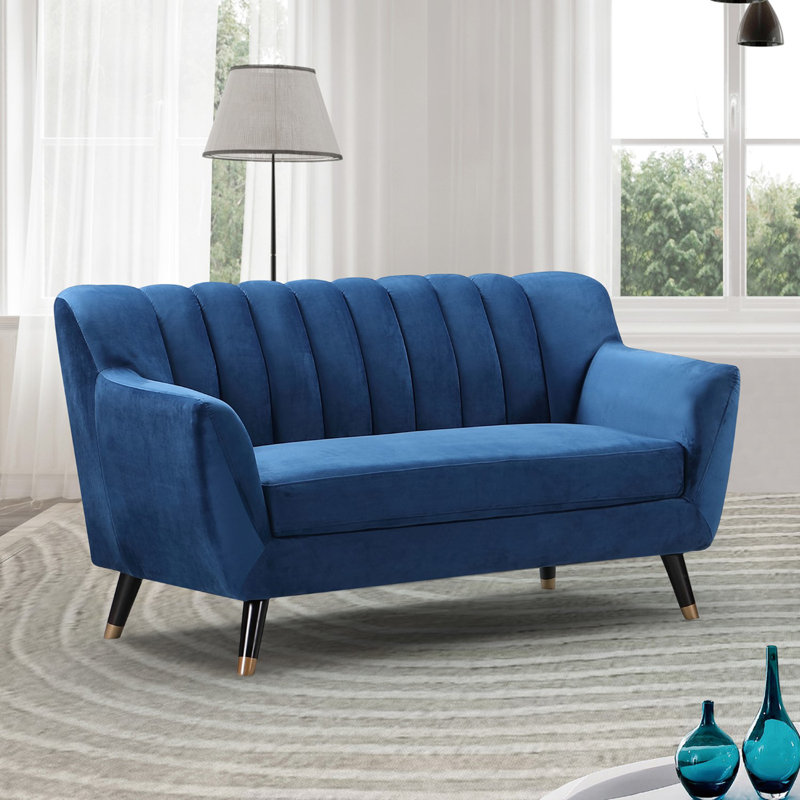 Zebediah 2 Seater Velvet Sofa, Blue
