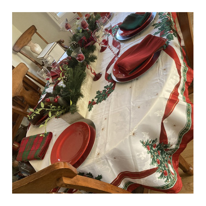 PETTI Artigiani Italiani - Kersttafelkleed, Vuilafstotend, Rechthoekig, voor Kerstmis, Keuken, Vintage Design, Xmas 12 Plaatsen (140 x 240 cm), 100% Made in Italy