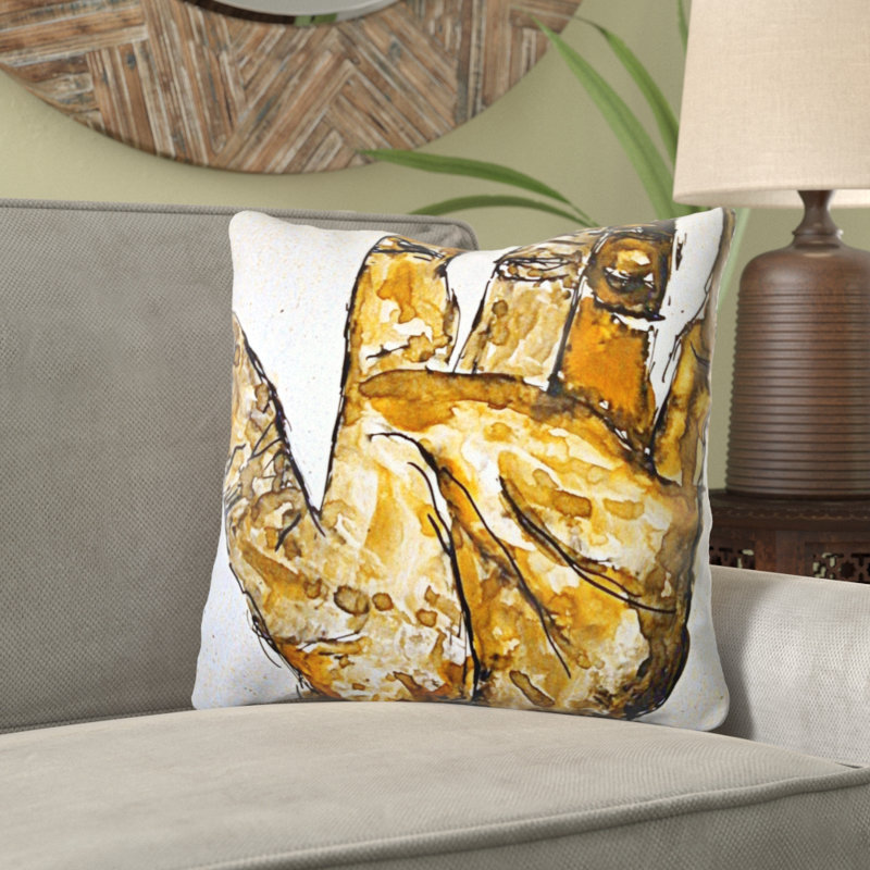 Coussin décoratif à encre tusche Mererid, Intérieur, Microsuède