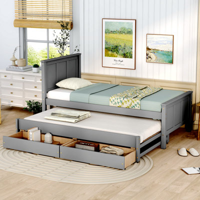 Platform Bed with Trundle and Drawers