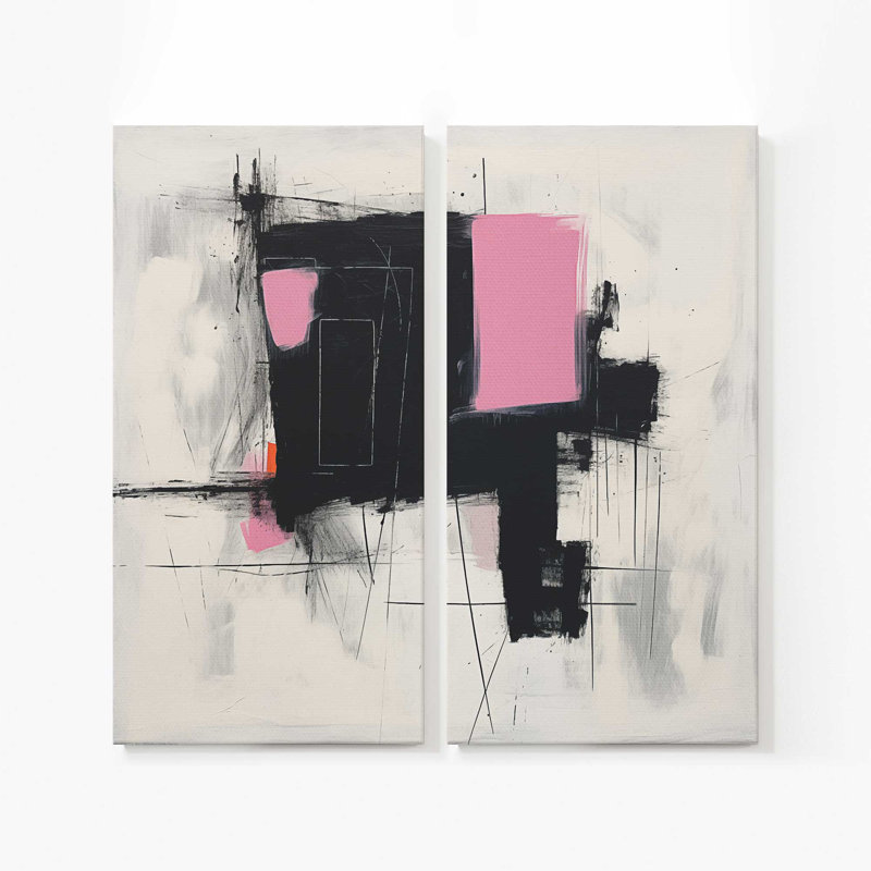 Graphite Punk Fusion v1 | Impression sur toile 2 panneaux | Combiné, H 48 po x l 48 po
