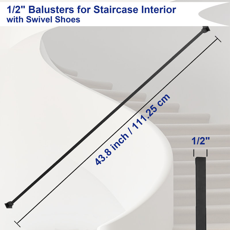 15pcs 1/2" Square Balusters With Swivel Shoes
