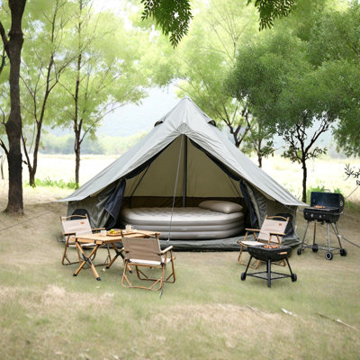 13.1 Ft Bell Tent with Stove Jack, Waterproof Oxford Glamping Tent for 4-8 People, 4-Season Hot Tent