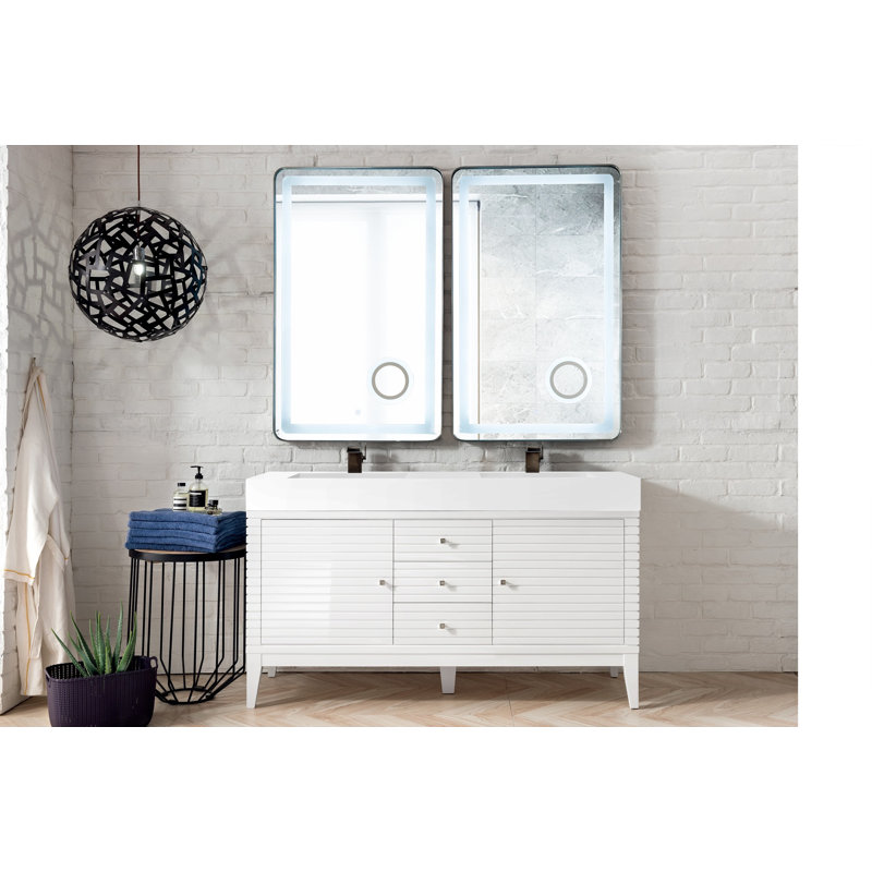 Linear 60'' W Double Vanity, Glossy White, Glossy White