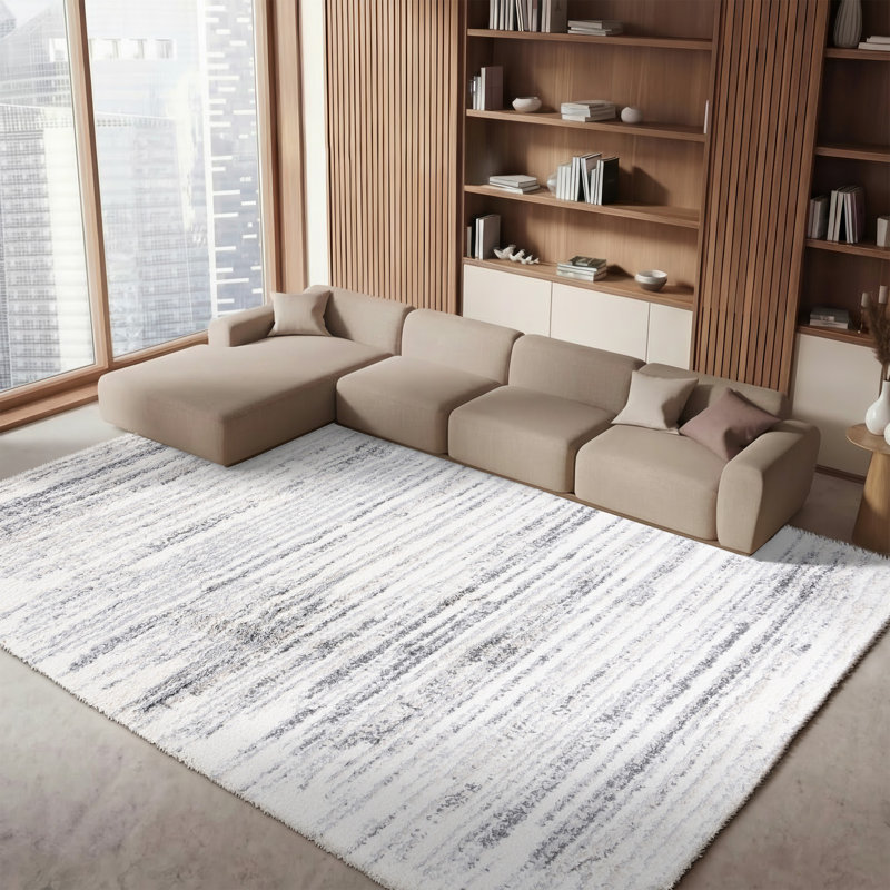 Ackley Ivory/Gray Area Rug, Rectangle 8' x 10'