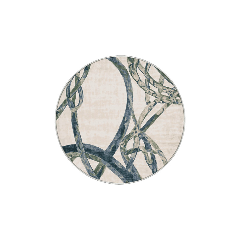 Machine Washable Beige Area Rug, Round 6'