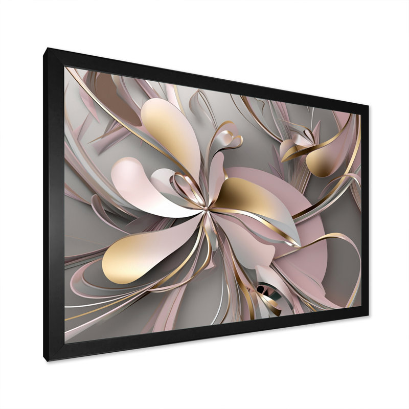 Art encadré liquide et effervescence rose I - 0, H 30 po x l 40 po x P 1,5 po, Cadre simple noir