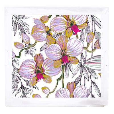 Plateau décoratif carré en acrylique Orchid Vanda