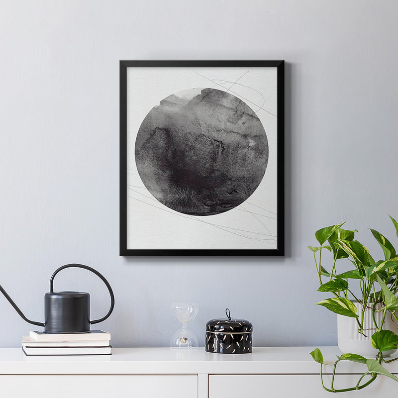 Graphite lune I, toile encadrée de qualité supérieure - prête à être accrochée