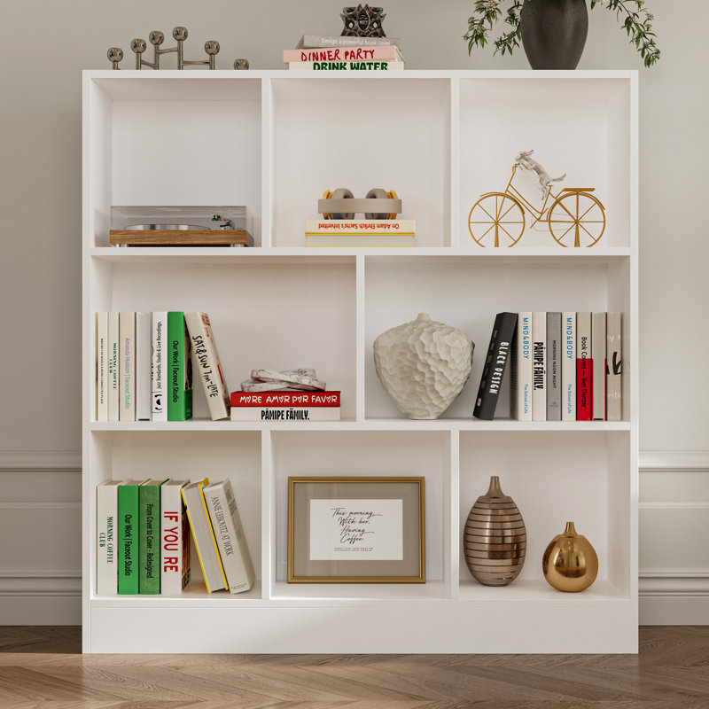 Bibliothèque standard H 40,9 "x l 39,4" Keedon, Blanc, 10 tablettes (H 47 po x l 39 po x P 9 po), 10