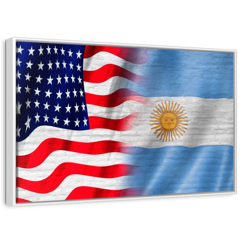 États-Unis et l'Argentine Molesley, Cadre flottant blanc, 43 po x 29 po