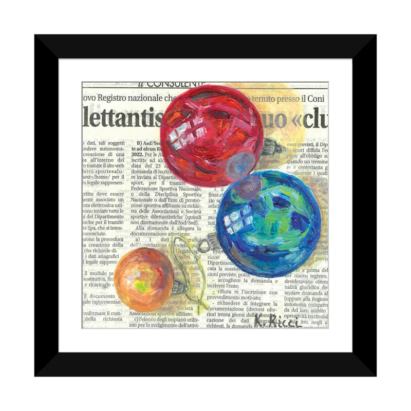 «New Year Colored Balls On», impression d'art mural encadrée, Noir, H 16 po x l 16 po