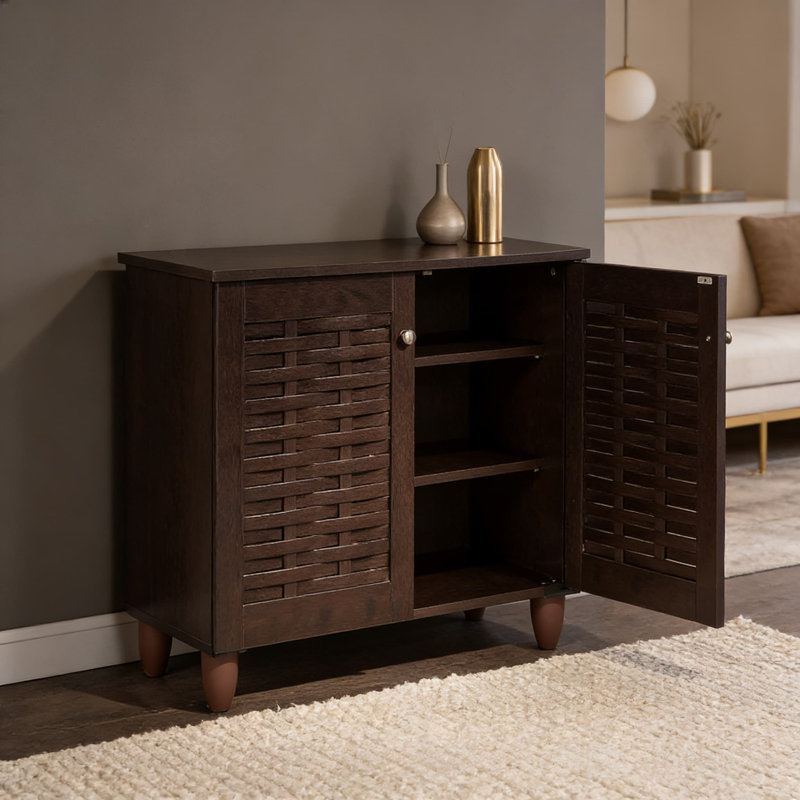 Armoire de rangement pour chaussures à 2 portes Baxton Studio Winda avec 3 tablettes réglables
