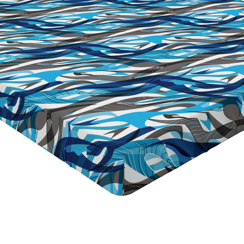 Drap-housse Ambesonne, paquet de 2, Drap-housse de taille très grand, Gris / bleu / abstrait blanc