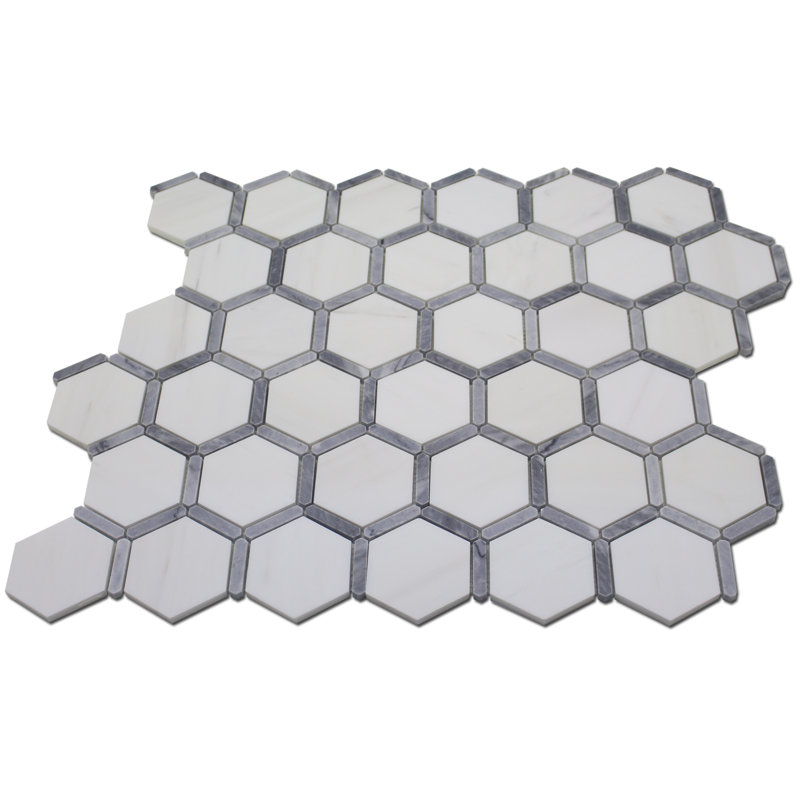 3" x 3" Marble Honeycomb Mosaic Wall & Floor Tile, Dolomite/Bardiglio