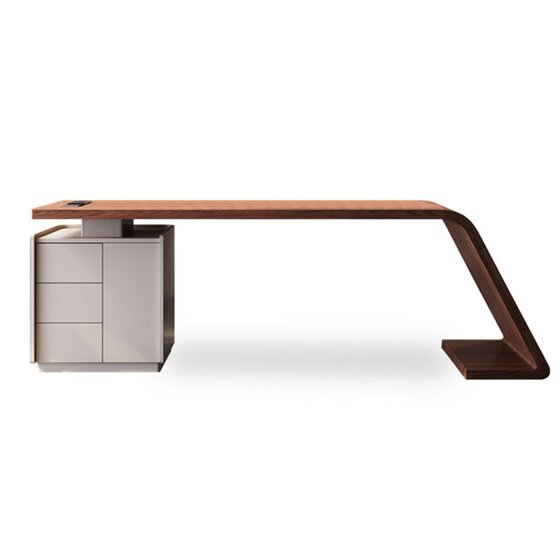 Bureau de direction moderne avec armoire latérale et trois tiroirs, H 29,5 po x l 78,7 po x P 27,6 po
